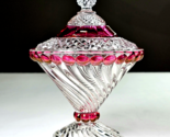 Vintage Ruby Red Clear flash Swirl Diamond w/pedestal Westmorland Candy ... - $32.99