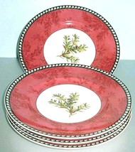 Lenox Etchings English Yew 4 Piece Accent Plate Set 9.5&quot; Red Banded USA New - £71.14 GBP