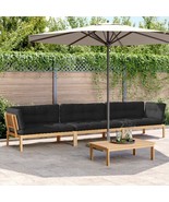 vidaXL Pallet Sofa Set Acacia Wood, Black Cushions - $2,291.79 CAD