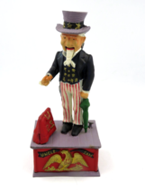 Vintage Cast Iron Uncle Sam Mechanical Coin Bank - £14.04 GBP