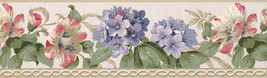 Pink Purple Flowers Green White BA4626B Wallpaper Border - £23.49 GBP