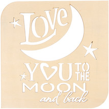 Laser Cut Wood Love You to the Moon Plaque Square 8.875 Inches - $25.09