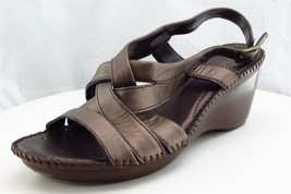 St. John&#39;s Bay Women Sz 9.5 M Bronze Strappy Leather Shoes - £15.51 GBP