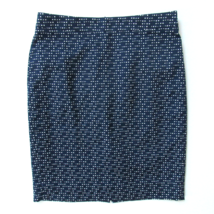 NWT J.Crew Factory The Pencil in Navy Blue Jacquard Cotton Blend Skirt 2 - £18.96 GBP