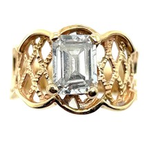 Cubic Zirconia Solitaire Ring REAL Solid 14 K Yellow Gold 5.7 g Size 7.25 - £520.84 GBP