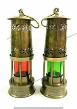Set of 2 Maritime Brass Oil Lamp Lantern 8 Nautical Ship Boat Light Lantern - £70.90 GBP