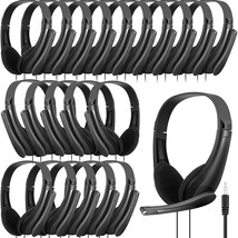 20 Pcs Classroom Headphone With Microphone Bulk On-Ear Mic Over Ear Headsets Kid - £66.52 GBP