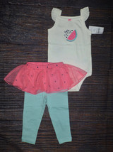 NWT Carters Watermelon Baby Girls Bodysuit Tutu Leggings Outfit Set - £7.01 GBP