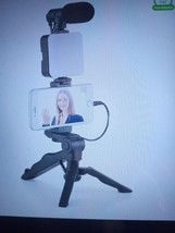 Smartphone Vlogging Set Video Kit With Tripod Microphone LED Light Phone Holder - £15.62 GBP