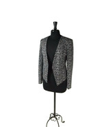 Mario Serrani Italy Womens Black White Open Front Stretch Blazer Jacket ... - $29.67 CAD