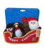 Vtg Kids of America Merry Christmas Plush Stuffed Santa Reindeer Penguin... - $25.78 CAD