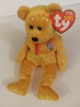 TY Beanie Baby Decade the Bear Gold Version 8&quot; Tall Retired Mint With Al... - £11.84 GBP