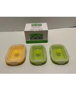 3 Piece Flat Snack Stacks Silicone Food Storage Collapsible Containers w... - $16.82