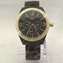 New FOSSIL BQ3344 Chronograph Glitz Brown Acetate Bracelet Women Watch - £107.09 GBP