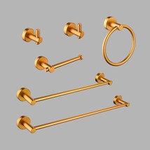 6-Pieces Aluminium Bathroom Hardware Accessories Set,Heavy, Brushed Gold - $47.98