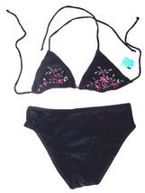Black Jeweled Halter Bikini Swimsuit NWT by Evian &amp; VM Sz Small - £21.32 GBP