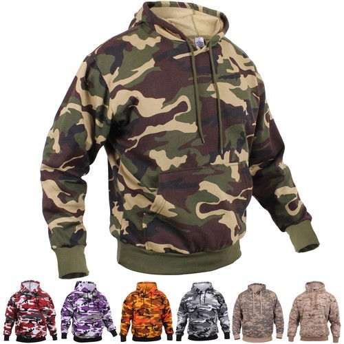Woodland Camo Fleece Hoodie Pullover Camouflage Sweatshirt Kangaroo Style Item image 11