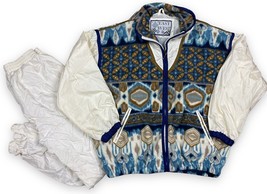 Vtg East West Womens Fleece/Nylon Track Suit Windbreaker Jacket Pants Aztec Sz M - £34.65 GBP