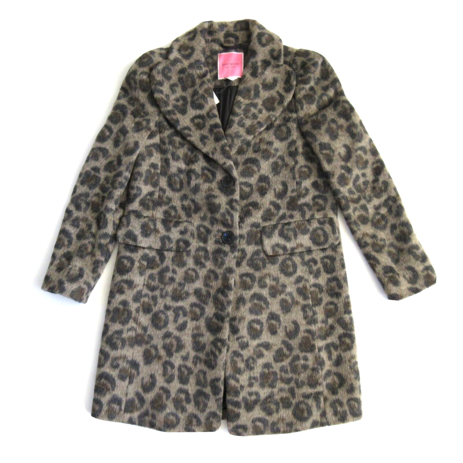 Primary image for NWT Kate Spade Brushed Leopard Coat in Hazelnut Wool Blend Topcoat 0 $728