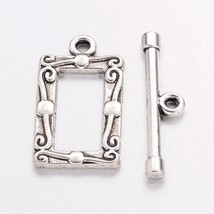 Rectangle Toggle Clasps Antiqued Silver Bracelet Necklace T Clasps 6 Sets Lot - £2.79 GBP