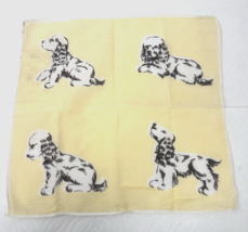 Vintage Cotton Hankie Children&#39;s Kids Puppy Dogs on Yellow 9 Inch - $9.41