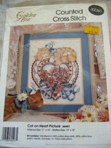 NEW SEALED GOLDEN BEE COUNTED CROSS STITCH KIT CAT ON HEART PICTURE #60497 - £11.46 GBP