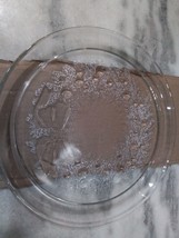 Etched Wreath/Ribbon Glass Serving Plate, Holiday Tableware, Vintage Christmas - £3.88 GBP