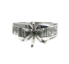 Baguette Princess Diamond Platinum Engagement Ring Setting Mounting, .65 CTW - £1,987.19 GBP