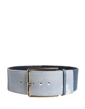 Dolce &amp; Gabbana Blue Two Tone Denim Gold Metal Buckle Belt Women - $446.99