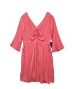 Eloquii Dress Plus Size 14 Coral Flare Sleeve V Neck Box Pleated Knee Le... - £24.95 GBP