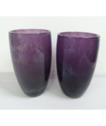 A Pair Vintage Deep Purple Amethyst Bubble Hand Blown Glasses Highball - $23.70