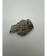 Antique Rhinestone Silver Sweater Scarf Clip 4.2cm BB9 - £19.08 GBP