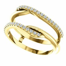 14K Yellow Gold Plated Solitaire Enhancer Ring Gurad Wrap LC Moissanite - £54.54 GBP