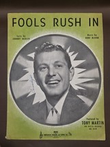 1940 Vintage Sheet Music-FOOLS RUSH IN-Tony Martin-Lyric by Johnny Merce... - $19.15