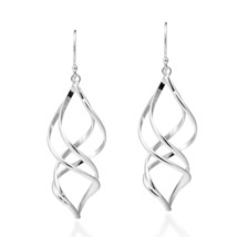 Trendy 3D Spiral Sterling Silver Dangle Earrings - £17.46 GBP
