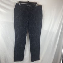 Chico’s Platinum Flocked Emblem Slim Leg Black Jeans Size 1.5 Small - £11.11 GBP