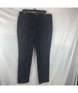 Chico’s Platinum Flocked Emblem Slim Leg Black Jeans Size 1.5 Small - $13.96