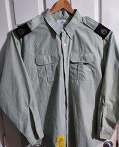 Military Uniform Army Green Shirt w/ Shoulder Epaulettes and Pants Vintage - £72.99 GBP