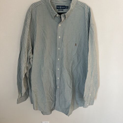Primary image for Ralph Lauren Shirt Men 4XLT Big Tall Classic Fit Green White Stripe Button Down