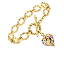Italian Multicolored Murano Glass Heart Charm in - $544.82