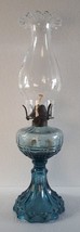 Vintage Early XXth Century Vacuum Oil Company Blue Glass Kerosene Oil Lamp - $159.54