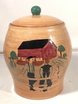 Vtg Pennsbury Pottery Amish Cookie Jar Canister Pennsylvania Dutch Folk Art Barn - £27.68 GBP