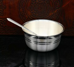 999 solid sterling silver bowl&amp;spoon stay baby/kids healthy, silver vessel sv194 - £174.09 GBP