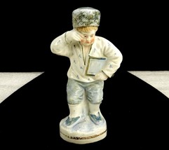 Russian Boy on a Tree Stump Figurine, Cossack Hat, Vintage Home Decor - £11.69 GBP