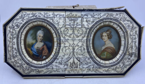 Primary image for 2 Antique French Miniature Painting Portrait Framed Marie Antoinette Signed