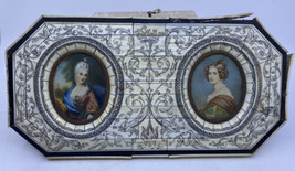 2 Antique French Miniature Painting Portrait Framed Marie Antoinette Signed - £782.25 GBP