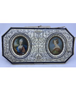 2 Antique French Miniature Painting Portrait Framed Marie Antoinette Signed - £774.43 GBP