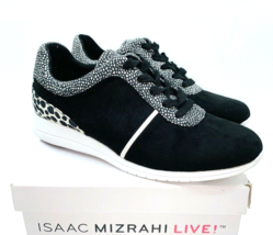 Isaac Mizrahi Contrast Dot Lace-Up Faux Suede Sneakers- BLACK, US 11M - £20.77 GBP