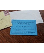 1884 Theatre Readings Ticket C. F. ABBOTT Meadville PA. w/ LETTER &amp; ENVE... - $701.52 MXN