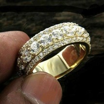 14k Placcato Oro Giallo 2Ct Moissanite Rotonda Eternity Uomo Matrimonio Anello - £79.97 GBP